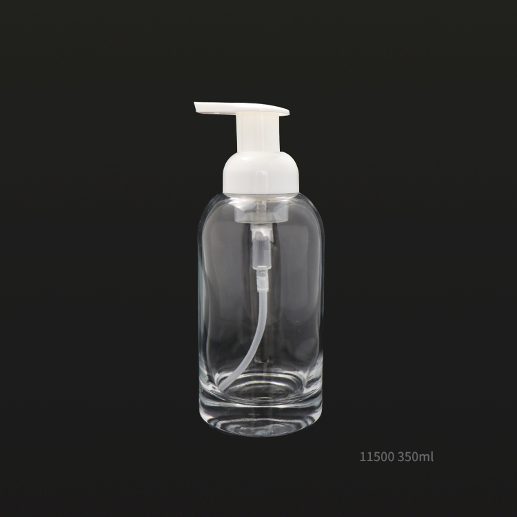 New Round Glass Hand Sanitizer Sub Bottle 350ml hand washing foam liquid soap pump bottle
