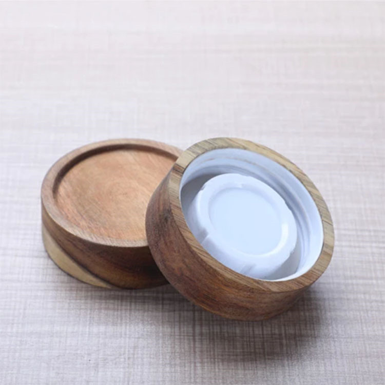 New Round Transparent Glass Honey Bottle Thread Mouth Acacia Wood Cover Honey Jar