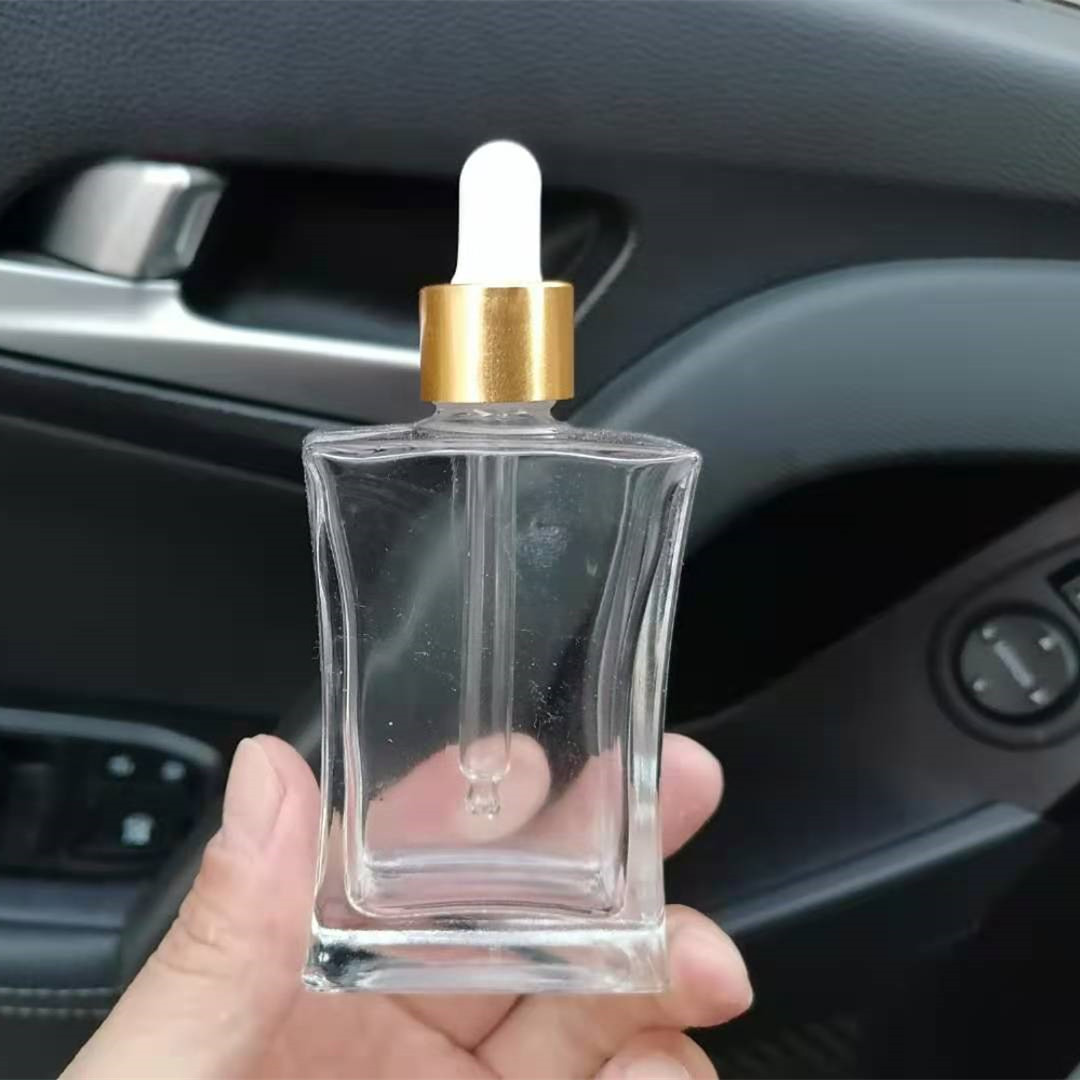 New Square 30ml 50ml 100ml Transparent Glass Perfume Dropper Bottle Manufacturer