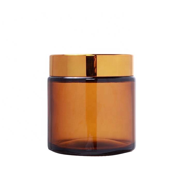New Stock 100ml Amber Glass Candle Jar With Screw Lid Cosmetic Cream Jar