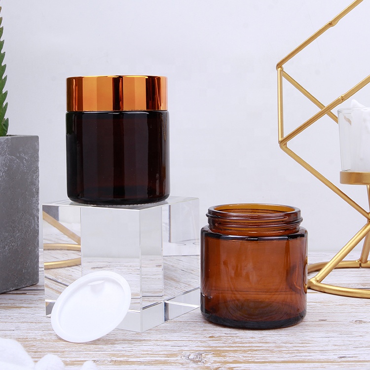 New Stock 100ml Amber Glass Candle Jar With Screw Lid Cosmetic Cream Jar
