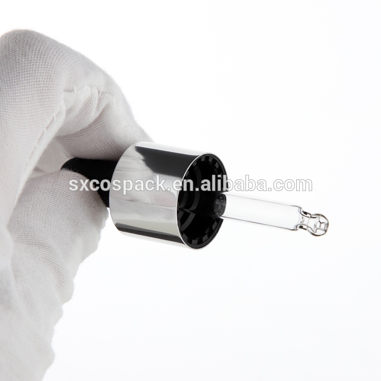 New Style 15ml 30ml clear essential oil dropper bottle with silver lid, wholesale Liquid foundation bottle with black lid