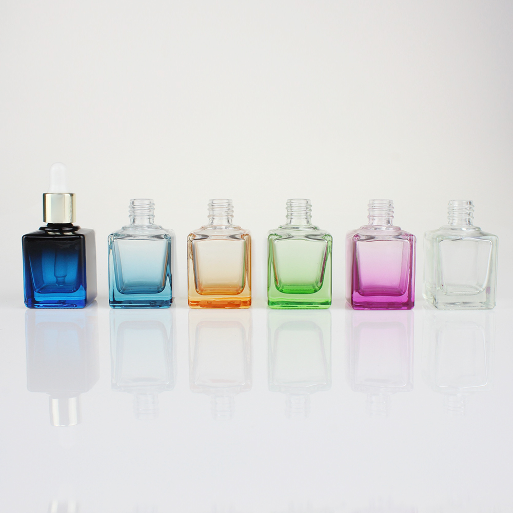 New Style 5ml 10ml 15ml 35ml colorful square shape oil perfume glass dropper bottle for essence oils