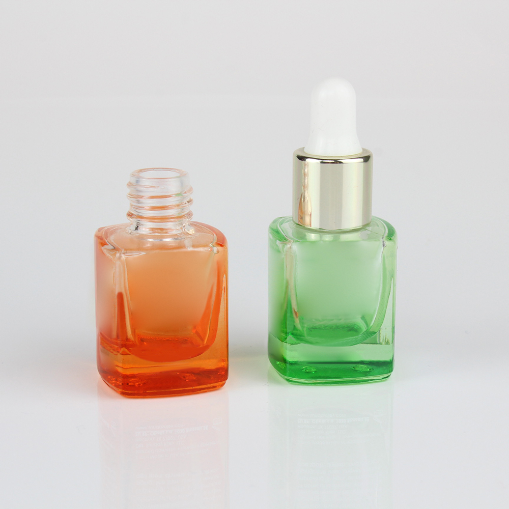 New Style 5ml 10ml 15ml 35ml colorful square shape oil perfume glass dropper bottle for essence oils
