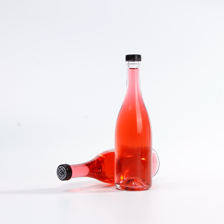 New Style Empty Champagne Bottle Clear Wine Bottle Glass Wholesale Fancy Flint Hot Sale Cold Press Juice Bottle With Lid