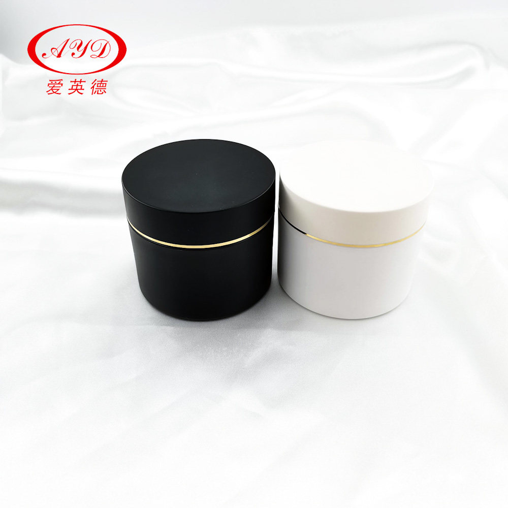 New Style Exquisite PP Cosmetic Jar Fine Frosted Black White With Golden Rings Thick Facial Cream Jars