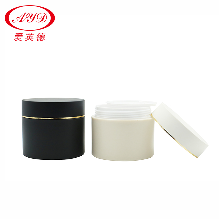 New Style Exquisite PP Cosmetic Jar Fine Frosted Black White With Golden Rings Thick Facial Cream Jars