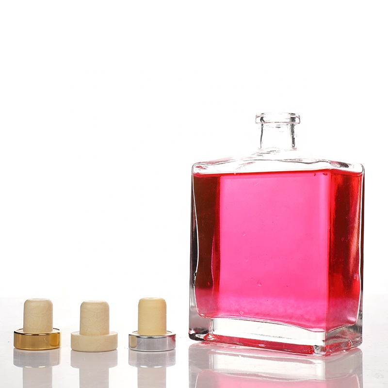 New Style Flat Square 500ml Large Capacity Aroma Reed Diffuser Glass Bottle With Glass Stopper