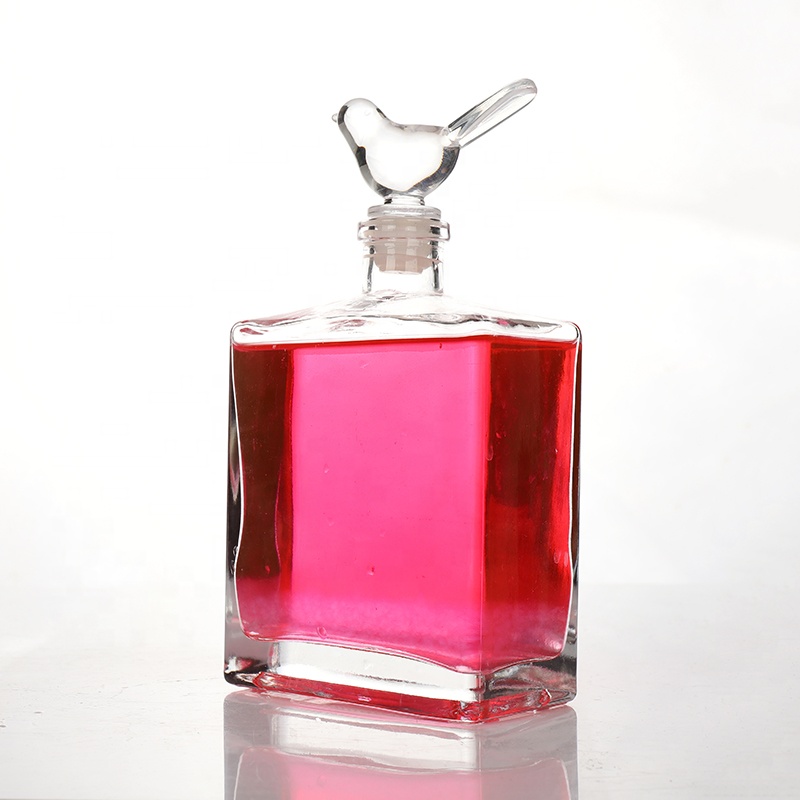 New Style Flat Square 500ml Large Capacity Aroma Reed Diffuser Glass Bottle With Glass Stopper