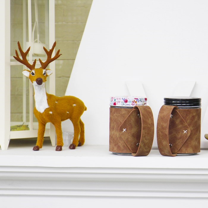 New Style Glass Jars With Leather Cases