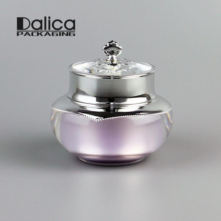 New Style Luxury Cosmetic Elegant Crown Shape Lavender Acrylic Jar for Daily Skincare Lotion