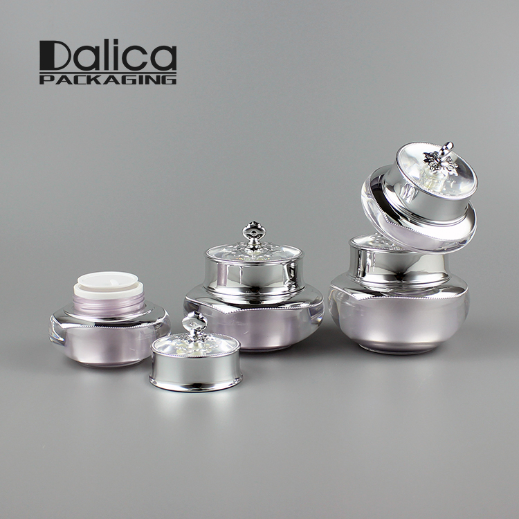 New Style Luxury Cosmetic Elegant Crown Shape Lavender Acrylic Jar for Daily Skincare Lotion