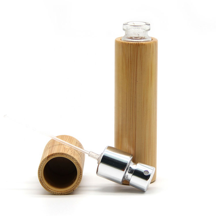 New Style Round Lady Perfume Atomizer Bamboo Cosmetic Bottle Bamboo Spray Bottle
