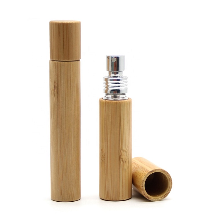New Style Round Lady Perfume Atomizer Bamboo Cosmetic Bottle Bamboo Spray Bottle