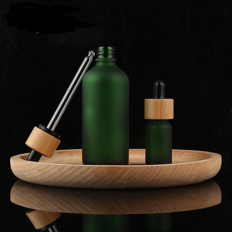 New Style frosted green essential oil bottle essential oil bottle roller bamboo bottles