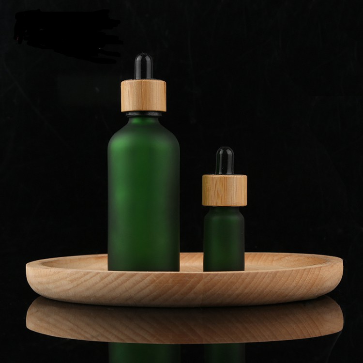 New Style frosted green essential oil bottle essential oil bottle roller bamboo bottles
