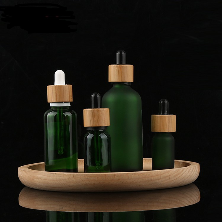 New Style frosted green essential oil bottle essential oil bottle roller bamboo bottles