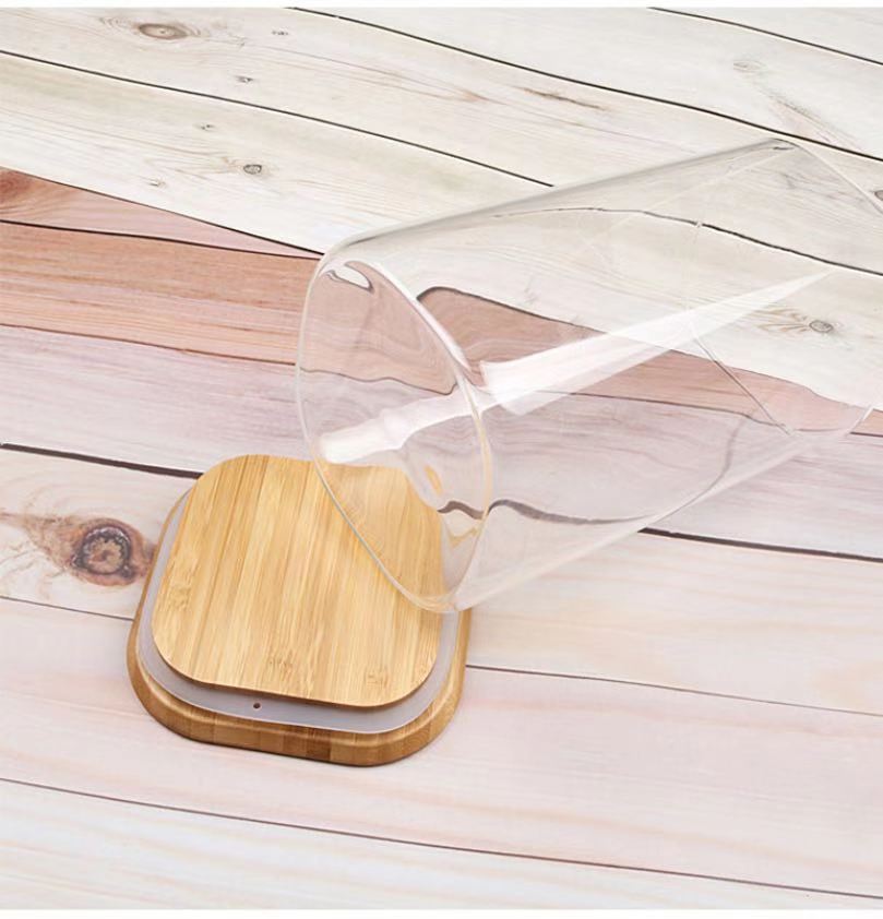 New Transparent Glass Sealed Jar Kitchen Food Storage Can Square Bamboo Lid Sealed Storage Can