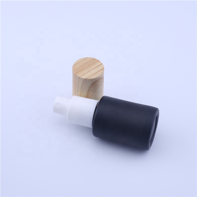 New Wood Grain Series Cosmetic Perfume Matte Black Glass Spray Cream Bottle Jar Straight Circle Shape 20-80ML