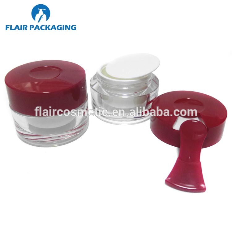 New acrylic cream packaging jar with spoon