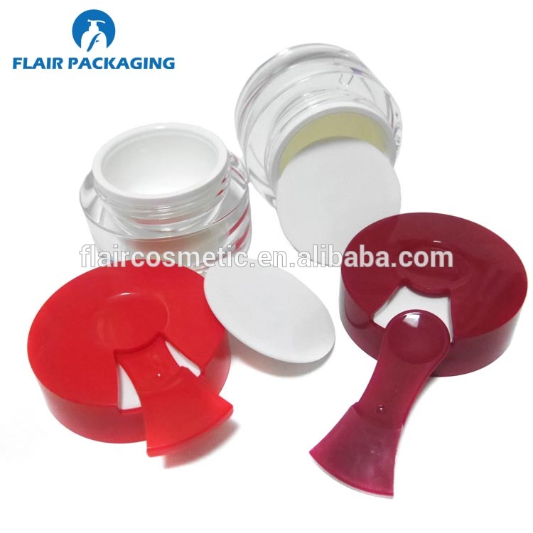 New acrylic cream packaging jar with spoon