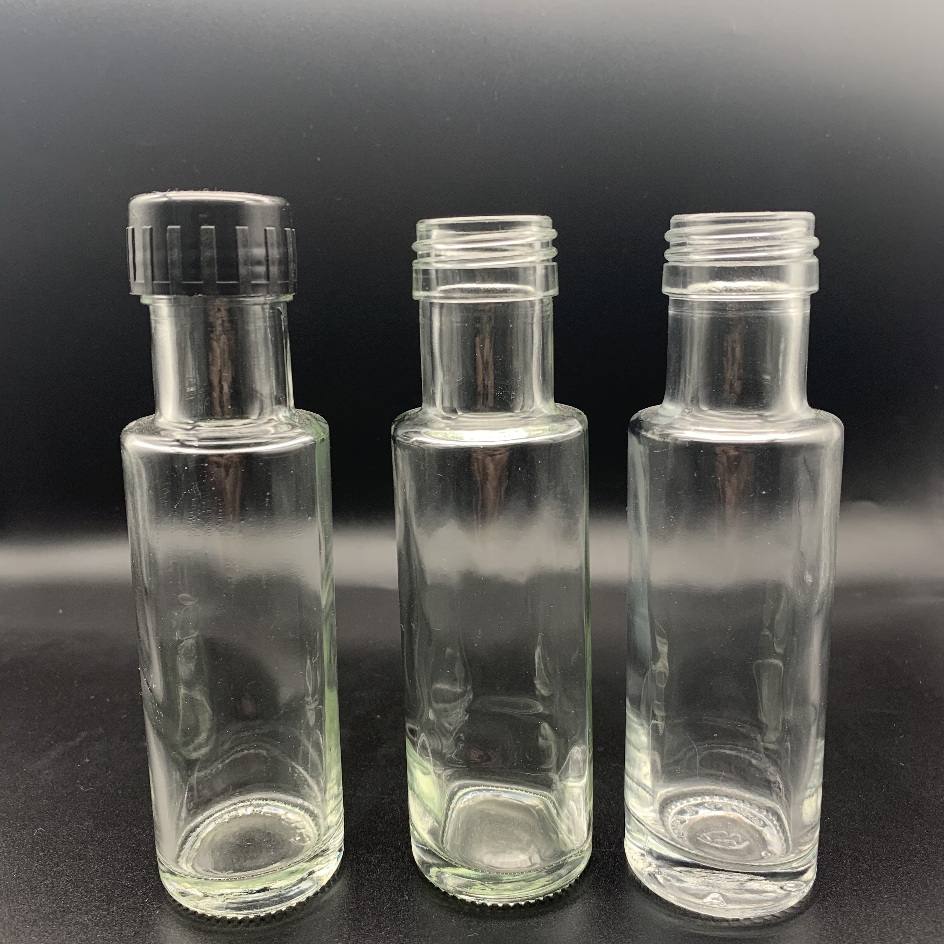 New arrival 100ml Mini clear olive oil glass bottle with olive oil cap