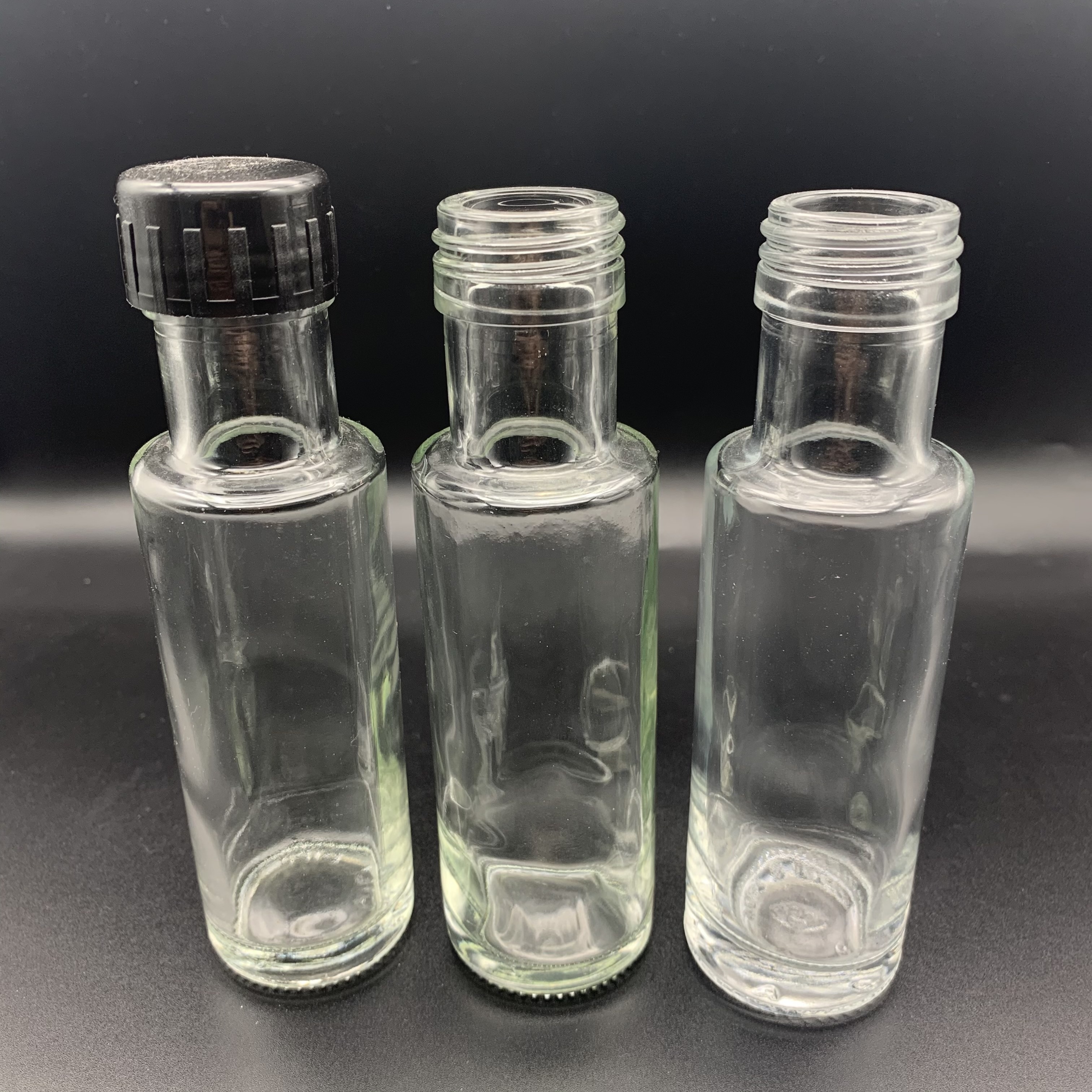 New arrival 100ml Mini clear olive oil glass bottle with olive oil cap