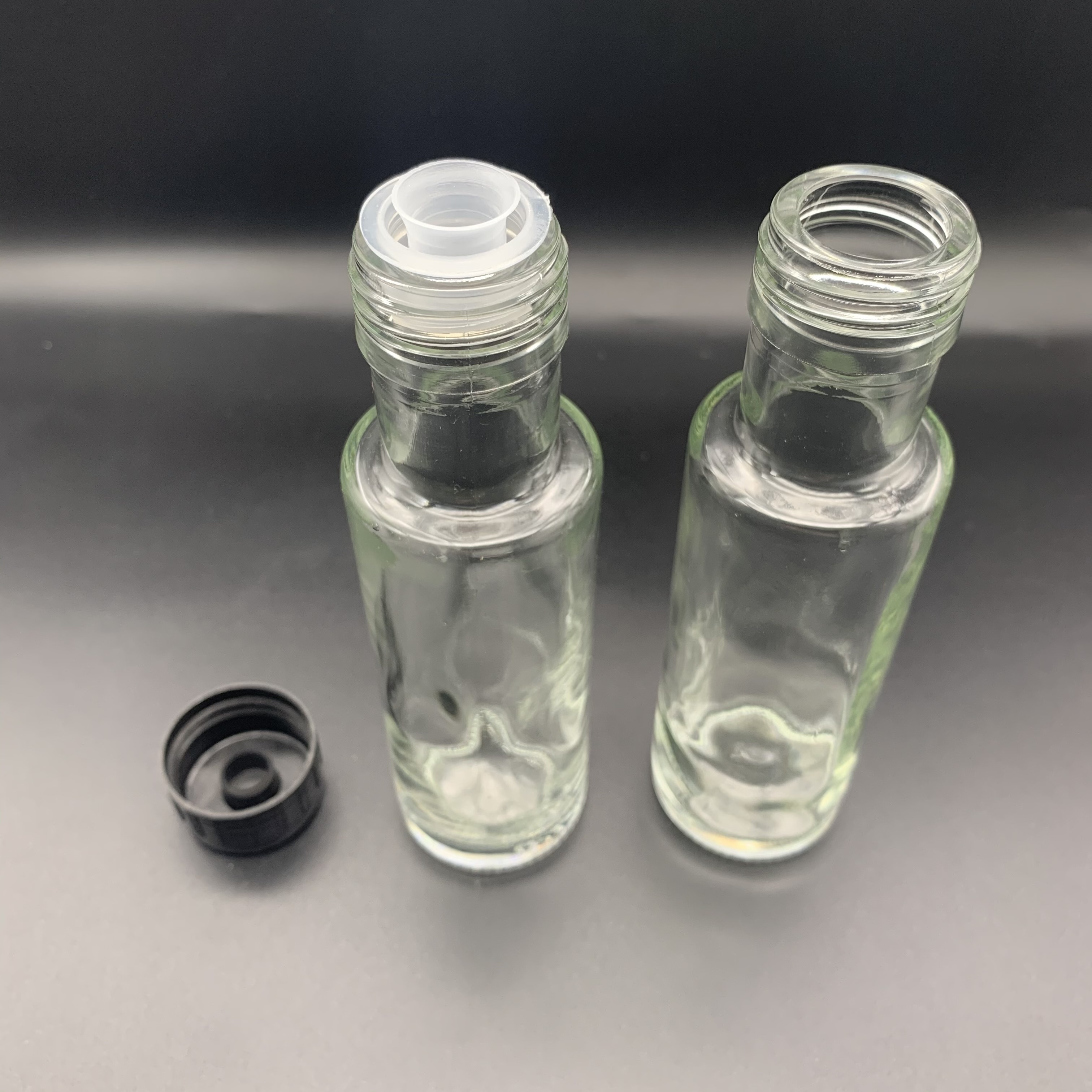 New arrival 100ml Mini clear olive oil glass bottle with olive oil cap