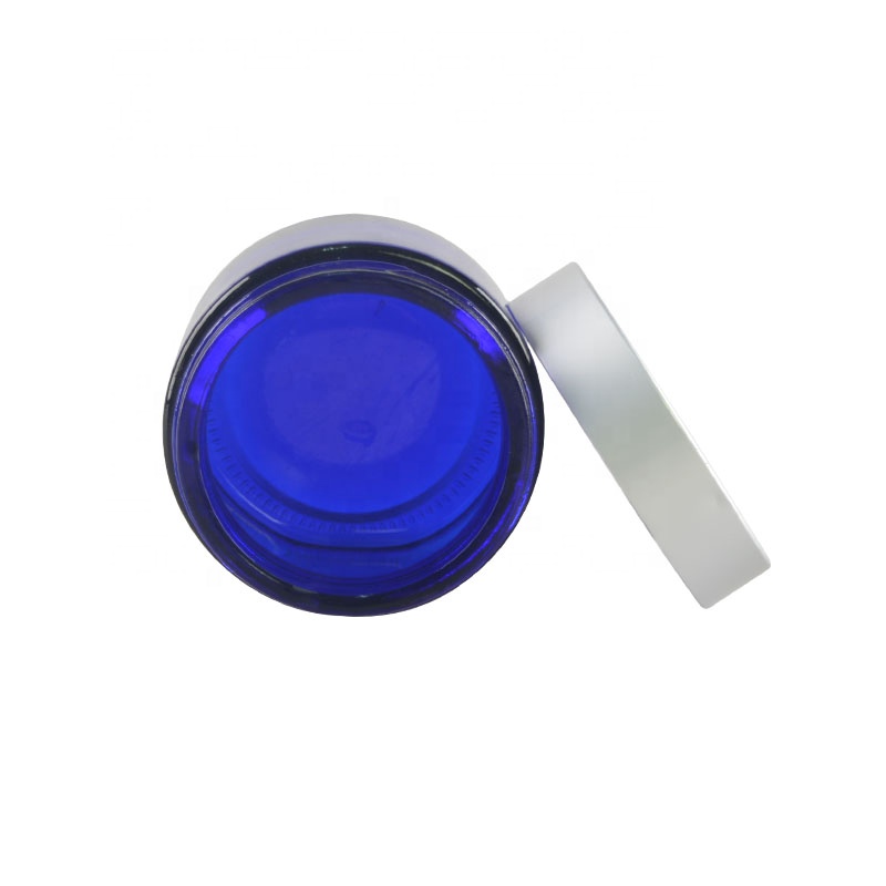 New arrival 10g 20g 60g 150g 300g cobalt blue glass jars with ABS silver plastic cap