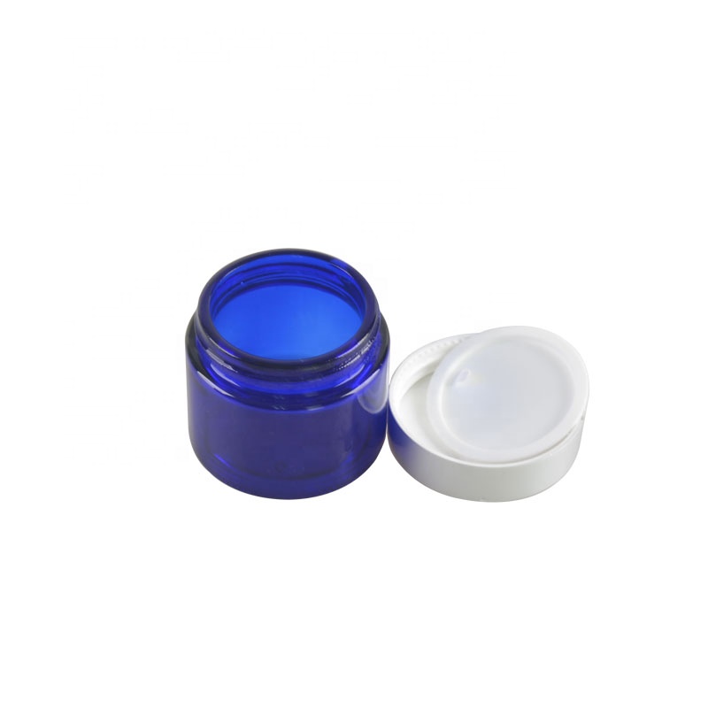 New arrival 10g 20g 60g 150g 300g cobalt blue glass jars with ABS silver plastic cap