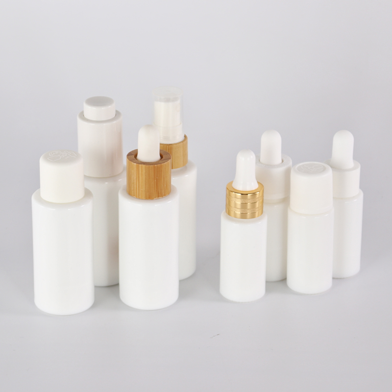 New arrival 10ml opal white glass lotion bottle cosmetic packaging opal white glass dropper bottle for essential oil