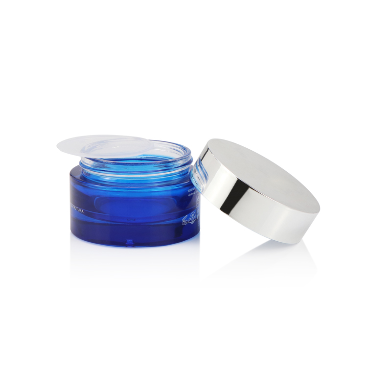 New arrival 15g 50ml mini thick blue eye gel glass facial cream containers cosmetic jar for skin care packaging
