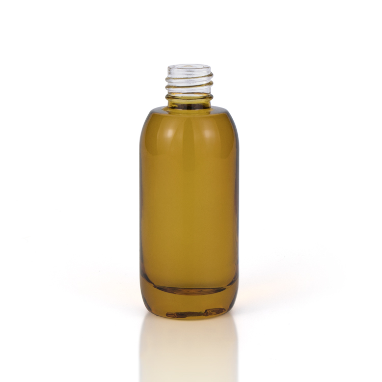 New arrival 15ml 30ml 40ml 50ml round shaped cosmetic serum oil amber glass bottle with silver push button dropper