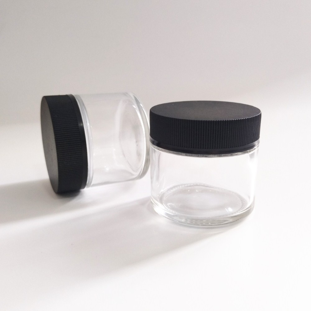 New arrival 1oz 2oz 3oz 4oz custom child proof glass jar CBD container with CRC cap/lid smell proof lid