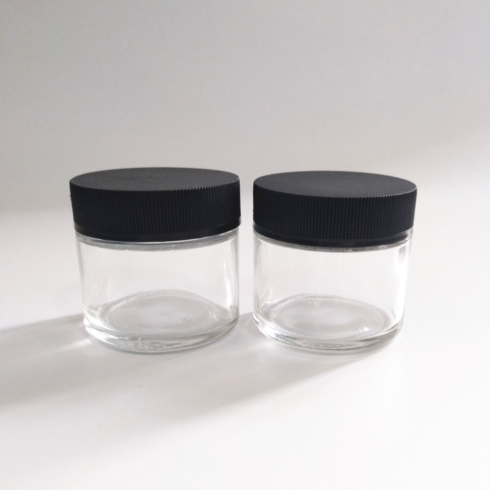 New arrival 1oz 2oz 3oz 4oz custom child proof glass jar CBD container with CRC cap/lid smell proof lid