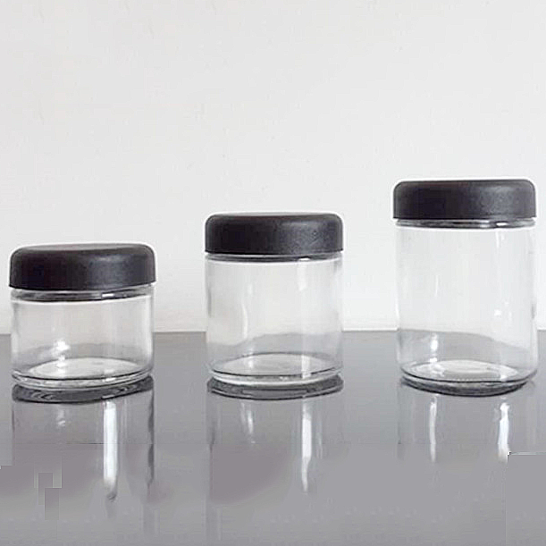 New arrival 1oz 2oz 3oz 4oz custom child proof glass jar hemp container with CRC cap/lid