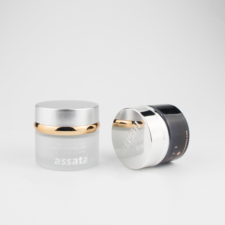 New arrival 20ml 1 oz 1.7 oz empty cylindrical black matte face cream packaging glass cosmetic jar with caps