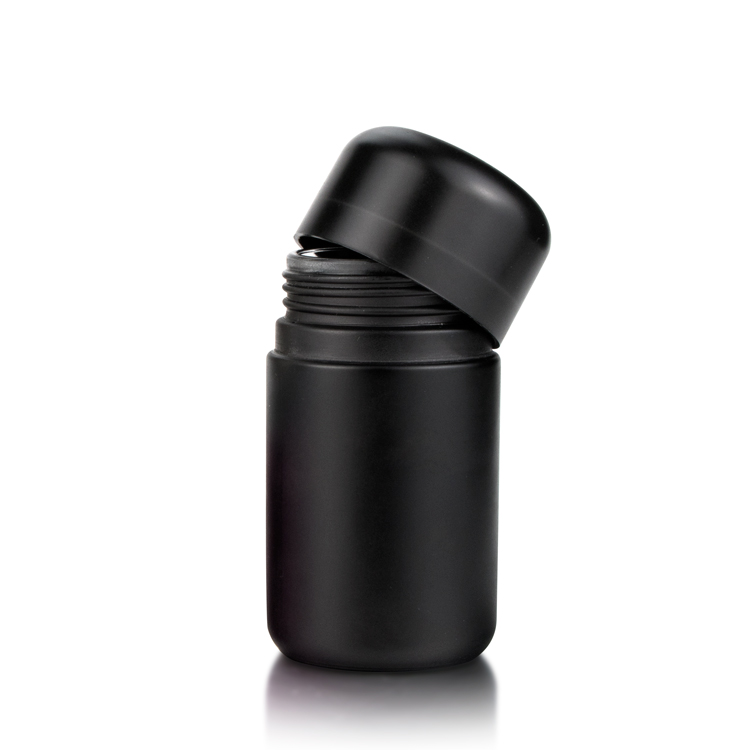 New arrival 2oz 3oz 4oz weed stash airtight container medical cylinder black weed child proof glass jars with lid