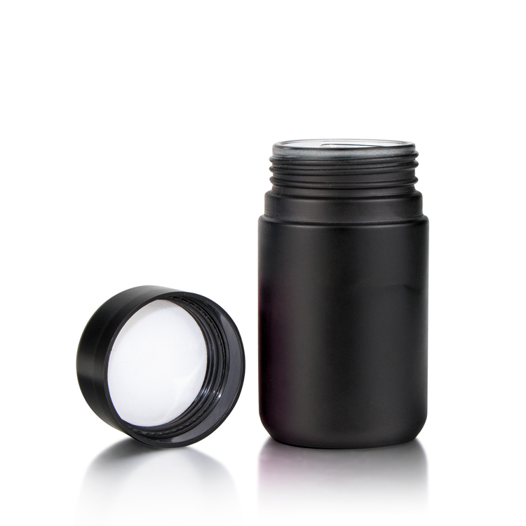 New arrival 2oz 3oz 4oz weed stash airtight container medical cylinder black weed child proof glass jars with lid
