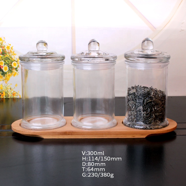 New arrival 300ml glass tea coffee storage bottle with glass lid