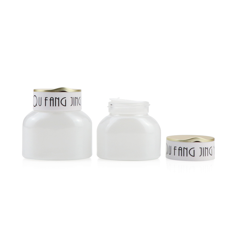 New arrival 30g 50 ml 1 1.7 fl oz empty white moisturizer cosmetic container face cream jar glass with plastic caps
