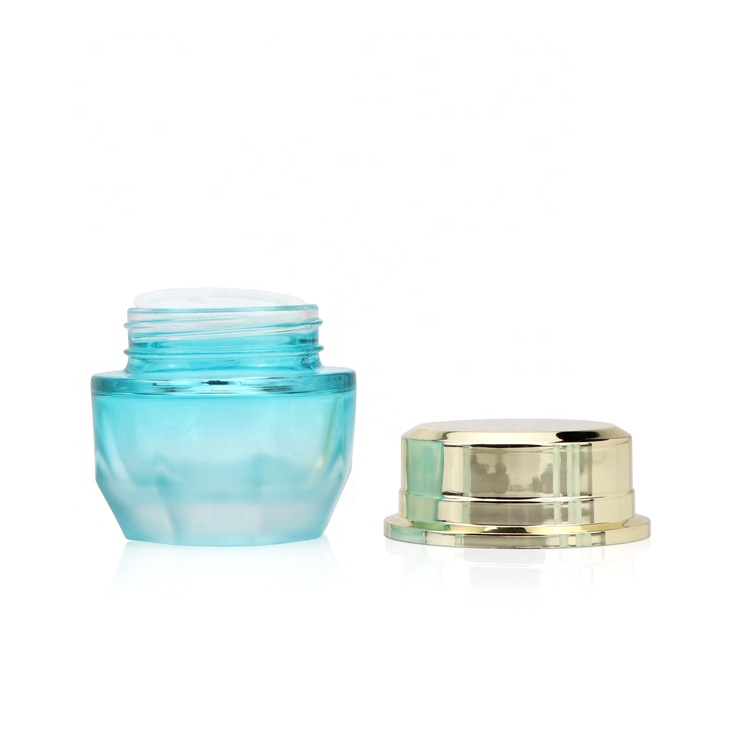 New arrival 30g 50ml empty blue green container packaging facial cream wide mouth glass cosmetic jars and bottles