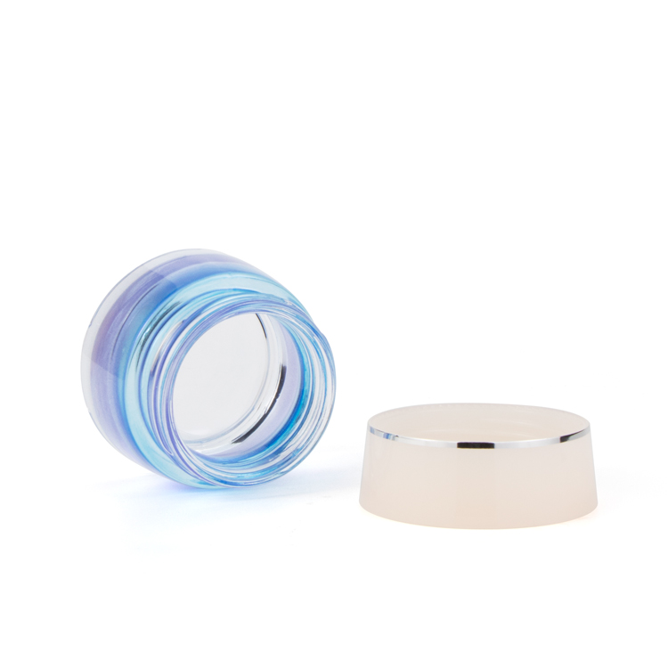 New arrival 30gram 50gram gradient body scrub cream cosmetic packaging flat skin care face cream glass jars with caps