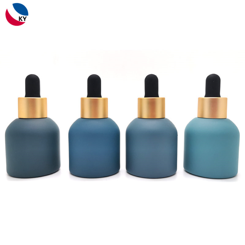 New arrival 30ml 1oz matte peacock bule essential oil serum glass bottle