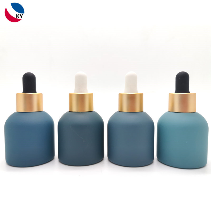 New arrival 30ml 1oz matte peacock bule essential oil serum glass bottle