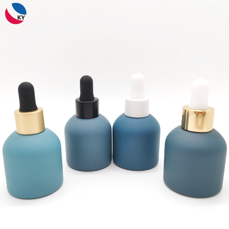 New arrival 30ml 1oz matte peacock bule essential oil serum glass bottle