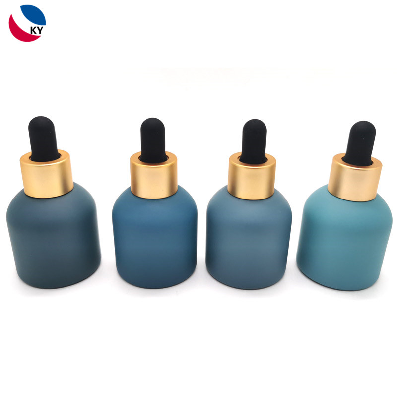 New arrival 30ml 1oz matte peacock bule essential oil serum glass bottle