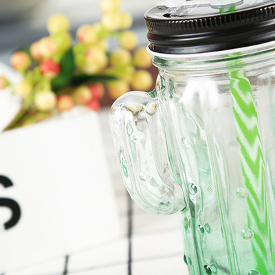 New arrival 400ml food grade glass mason jars glass cup glass bottle With Straw Lid
