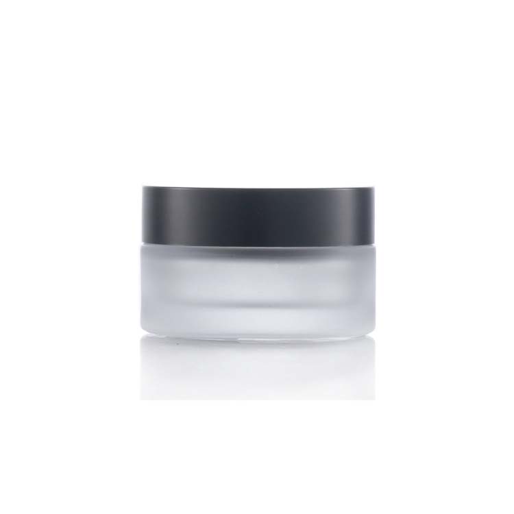 New arrival 50G glass packaging cream jar with black lid