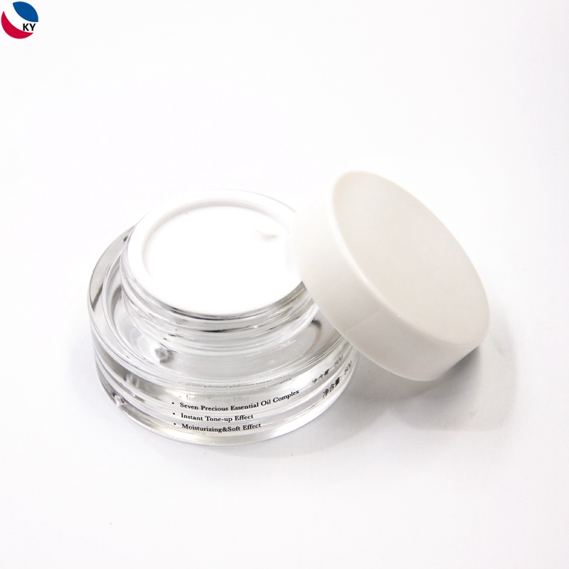 New arrival 50g 1.7oz clear cosmetic glass jar packing with white lid